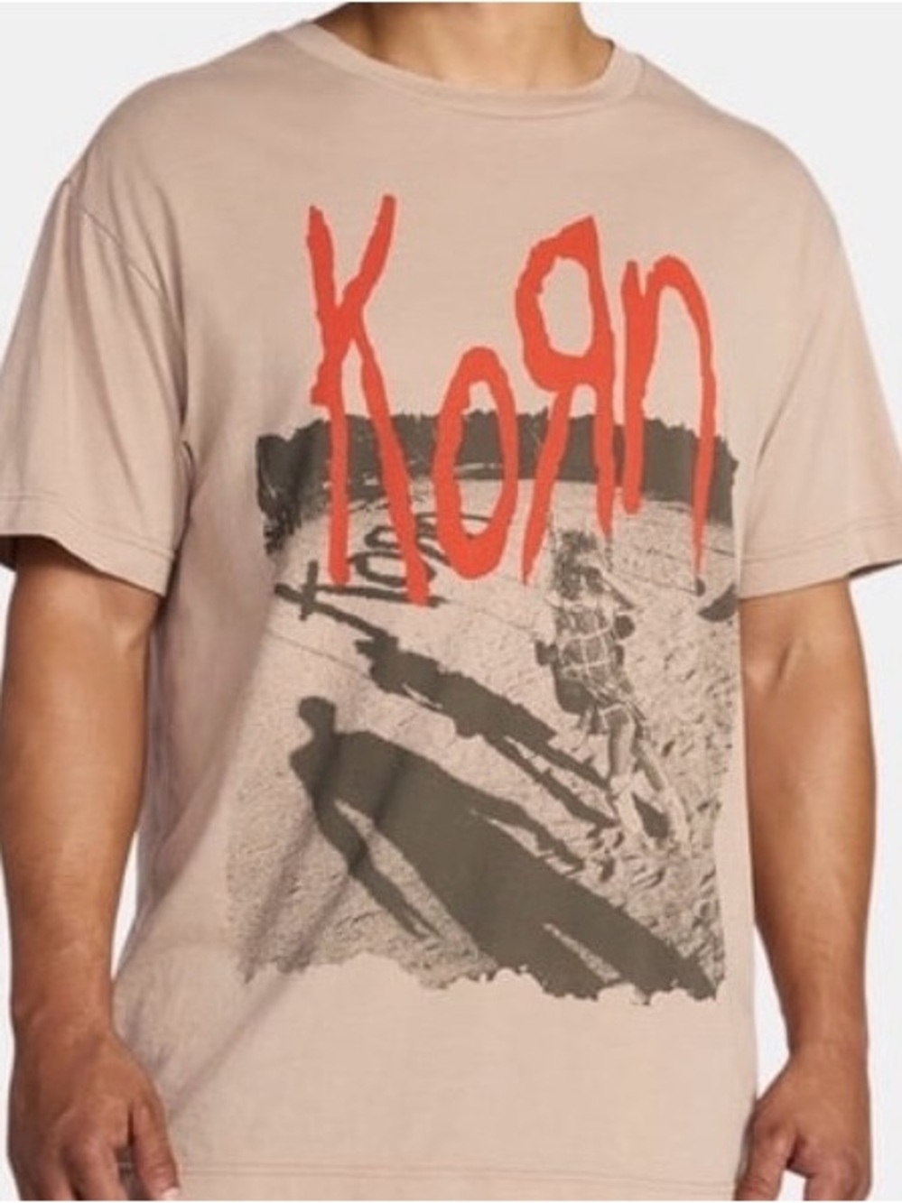Korn 1995 Tour Graphic Band T Shirt XL Nu Metal Rock Beige Distressed Tee